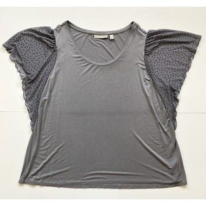 The Muses Lounge Gray Flutter Sleeve Top Women’s Size 3X